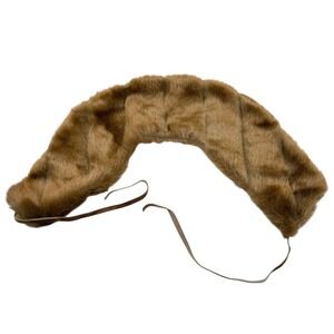 *Vintage Amici Brown Faux Fur Collar‎ Wrap Scarf Tie Accessory Old Money Church